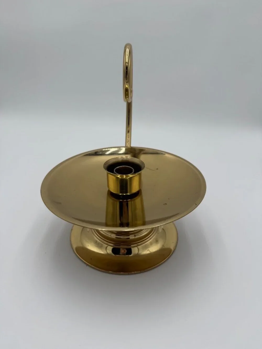Vintage Baldwin Brass Chamberstick Candle Holder Large Swirl Handle